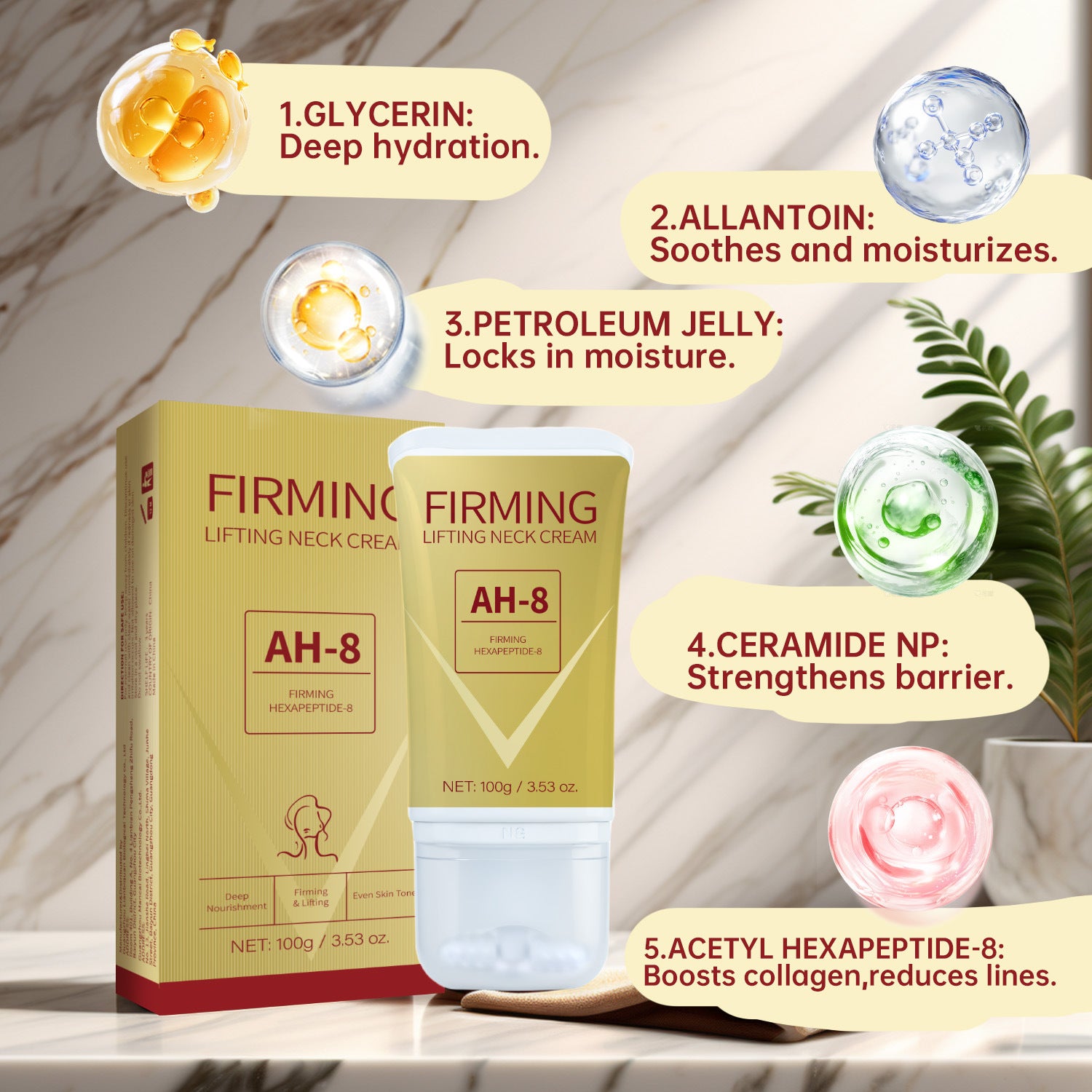 Neck Firming Cream – Anti-Aging Lift and Tighten with Massage Roller