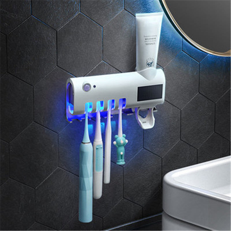 UV Toothbrush Sterilizer and Automatic Toothpaste Dispenser – USB Rechargeable