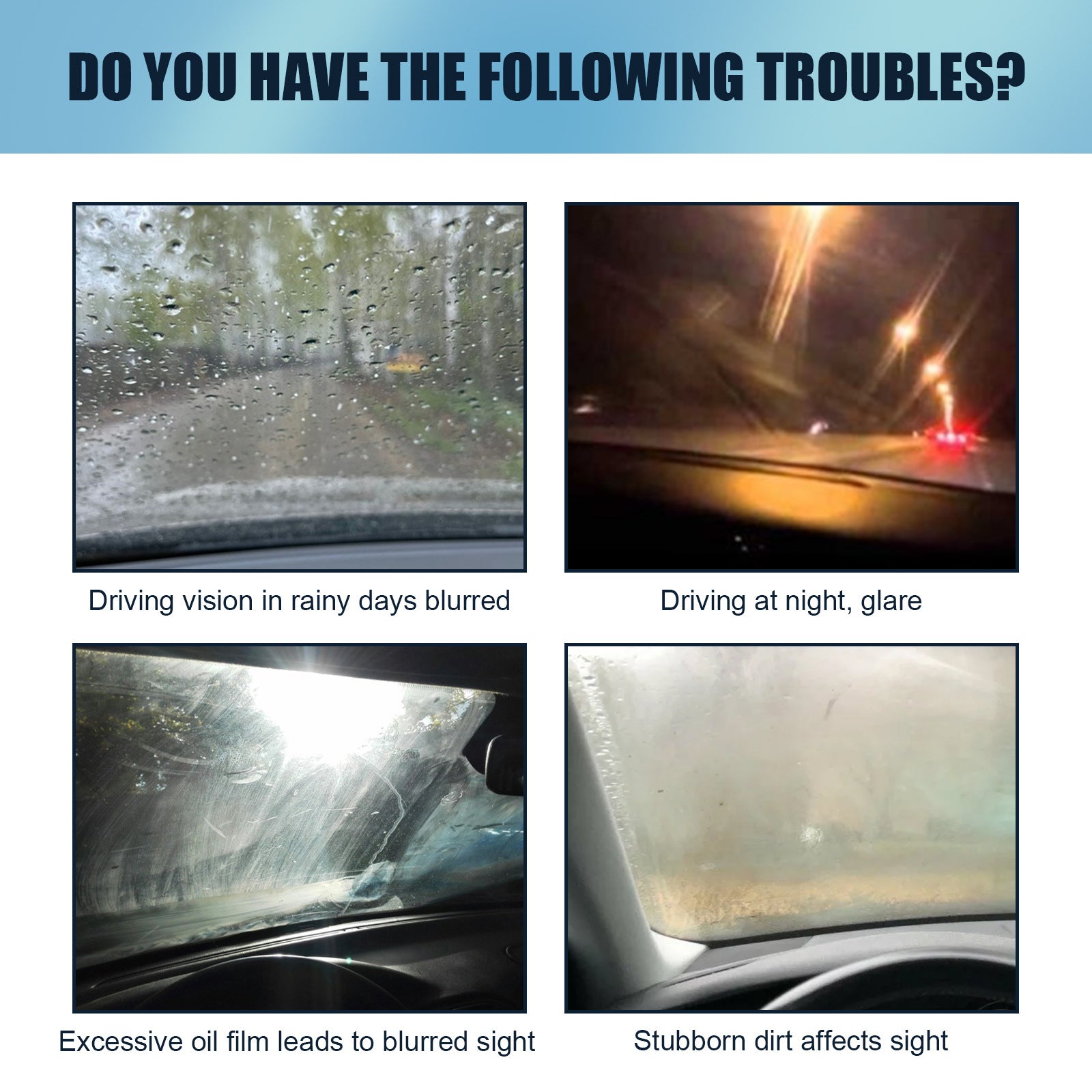 Windshield Oil Film Remover – Clear Glass Cleaner for Safe Driving