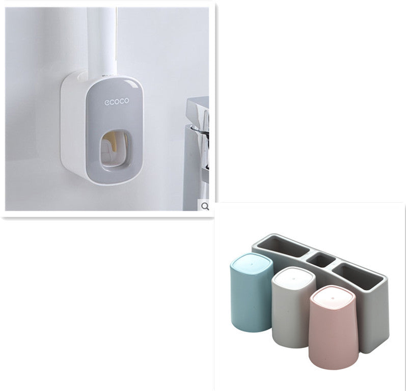 Toothpaste Holder Set – Wall Mount with Dispenser and Storage Cups