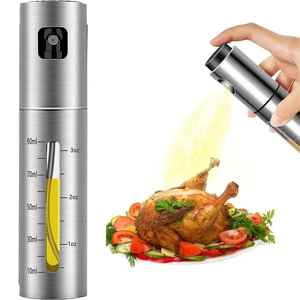 Stainless Steel Oil Sprayer – 100ml Pump Dispenser for Cooking and BBQ