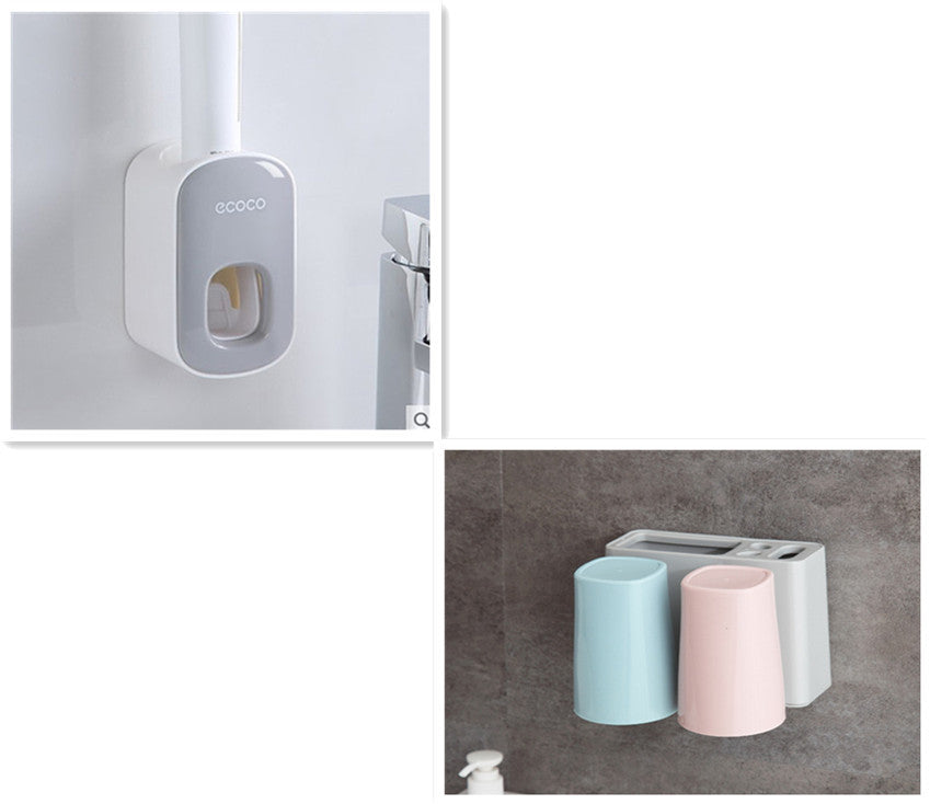 Toothpaste Holder Set – Wall Mount with Dispenser and Storage Cups