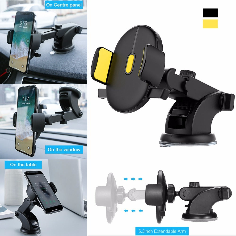 Car Dashboard Telescopic Suction Phone Holder – Adjustable 360° Long Rod Mount