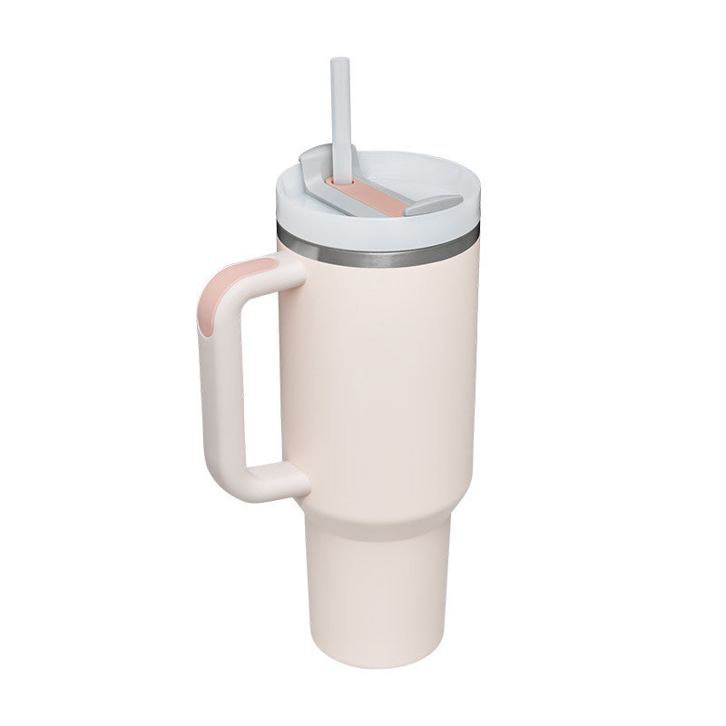40oz Stainless Steel Tumbler – Spill-Proof with Handle and Straw