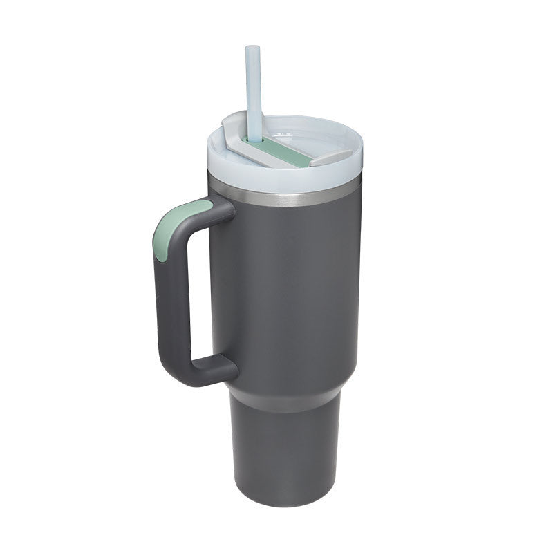 40oz Stainless Steel Tumbler – Spill-Proof with Handle and Straw