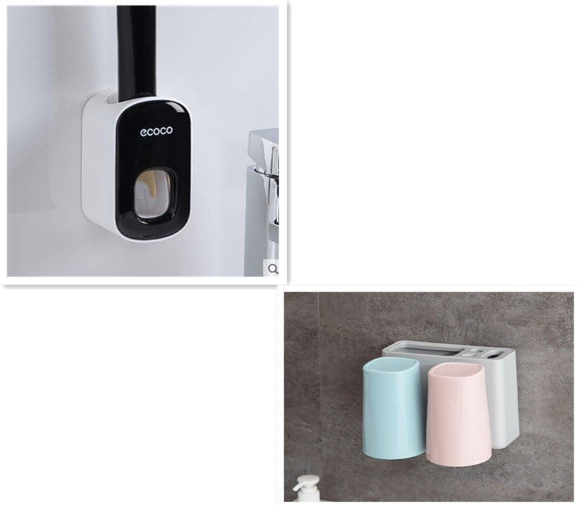 Toothpaste Holder Set – Wall Mount with Dispenser and Storage Cups