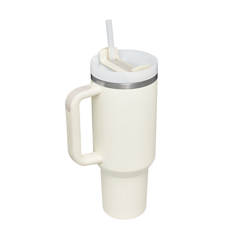 40oz Stainless Steel Tumbler – Spill-Proof with Handle and Straw
