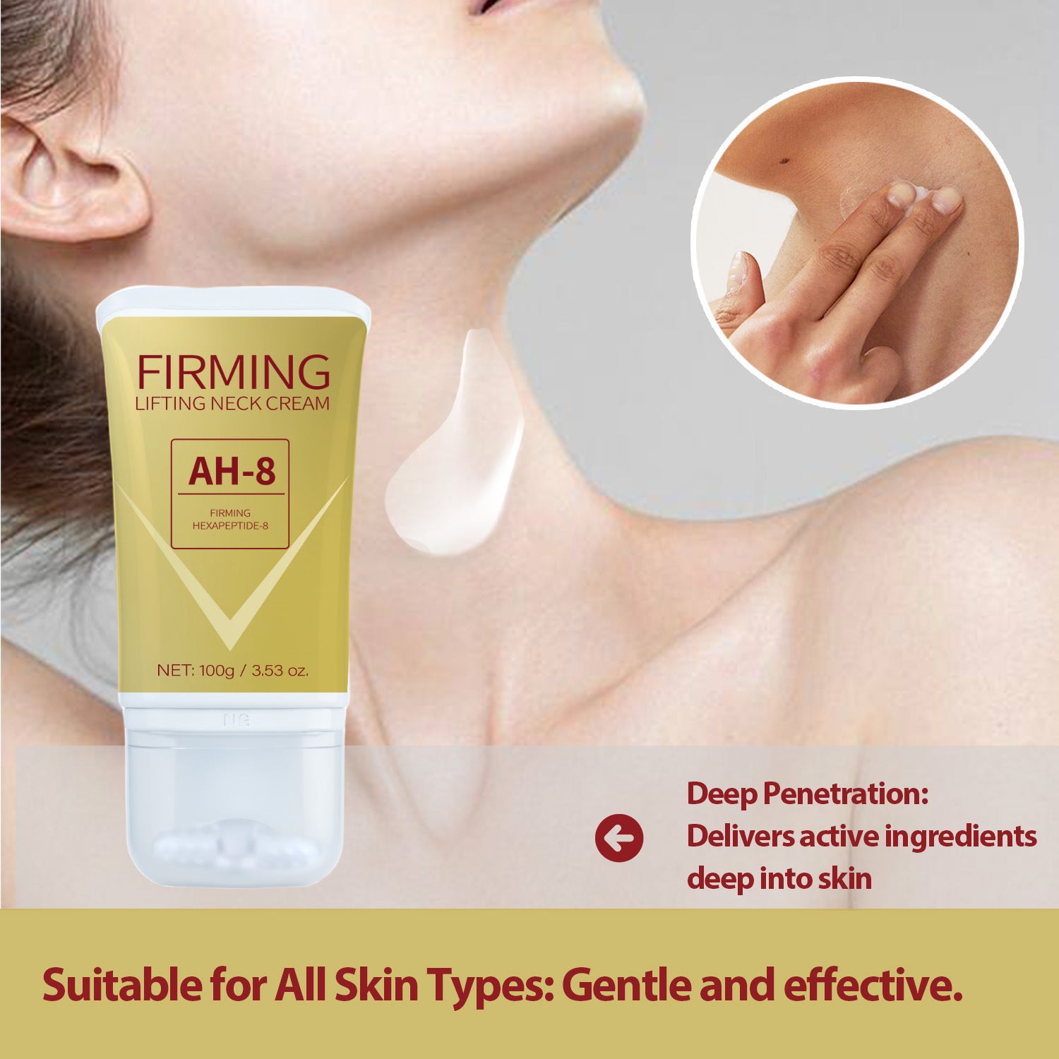 Neck Firming Cream – Anti-Aging Lift and Tighten with Massage Roller