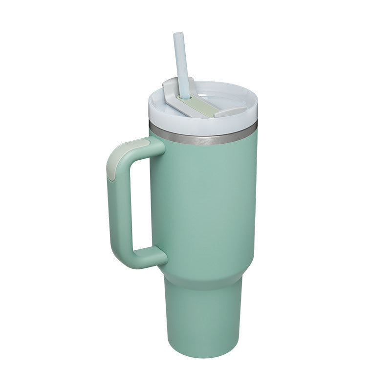 40oz Stainless Steel Tumbler – Spill-Proof with Handle and Straw