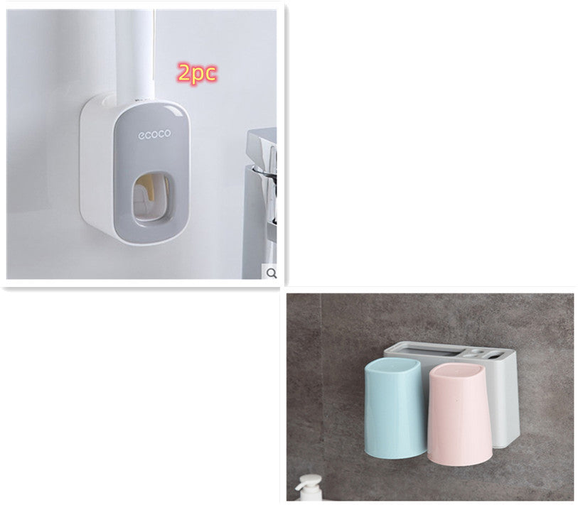 Toothpaste Holder Set – Wall Mount with Dispenser and Storage Cups