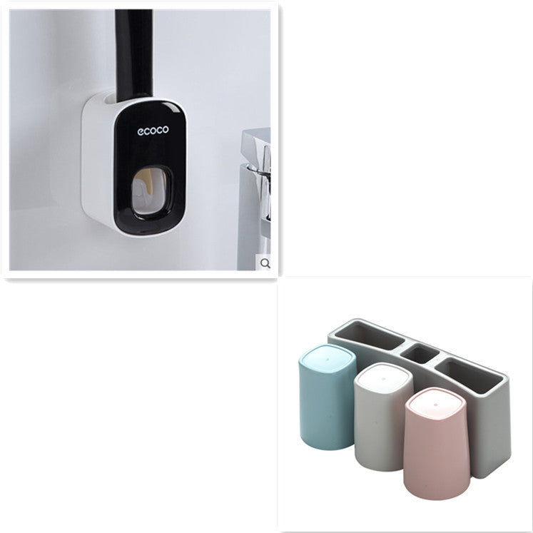 Toothpaste Holder Set – Wall Mount with Dispenser and Storage Cups