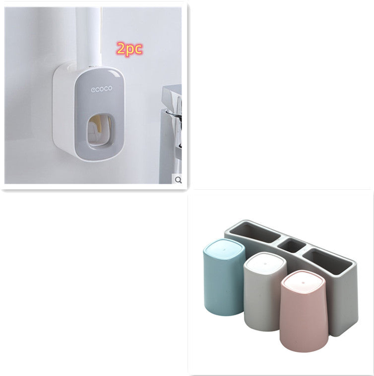 Toothpaste Holder Set – Wall Mount with Dispenser and Storage Cups