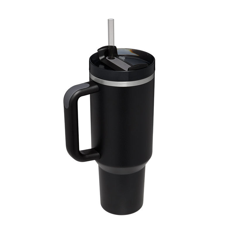 40oz Stainless Steel Tumbler – Spill-Proof with Handle and Straw