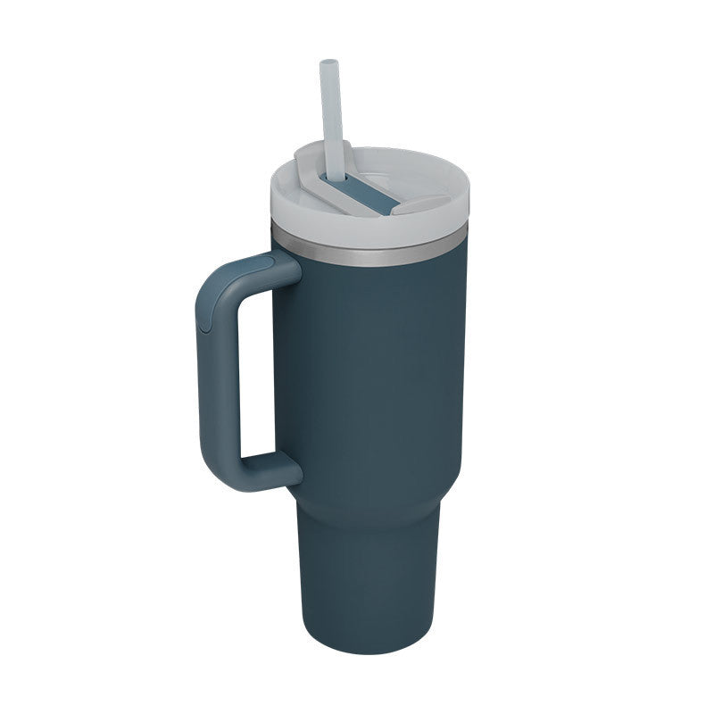40oz Stainless Steel Tumbler – Spill-Proof with Handle and Straw